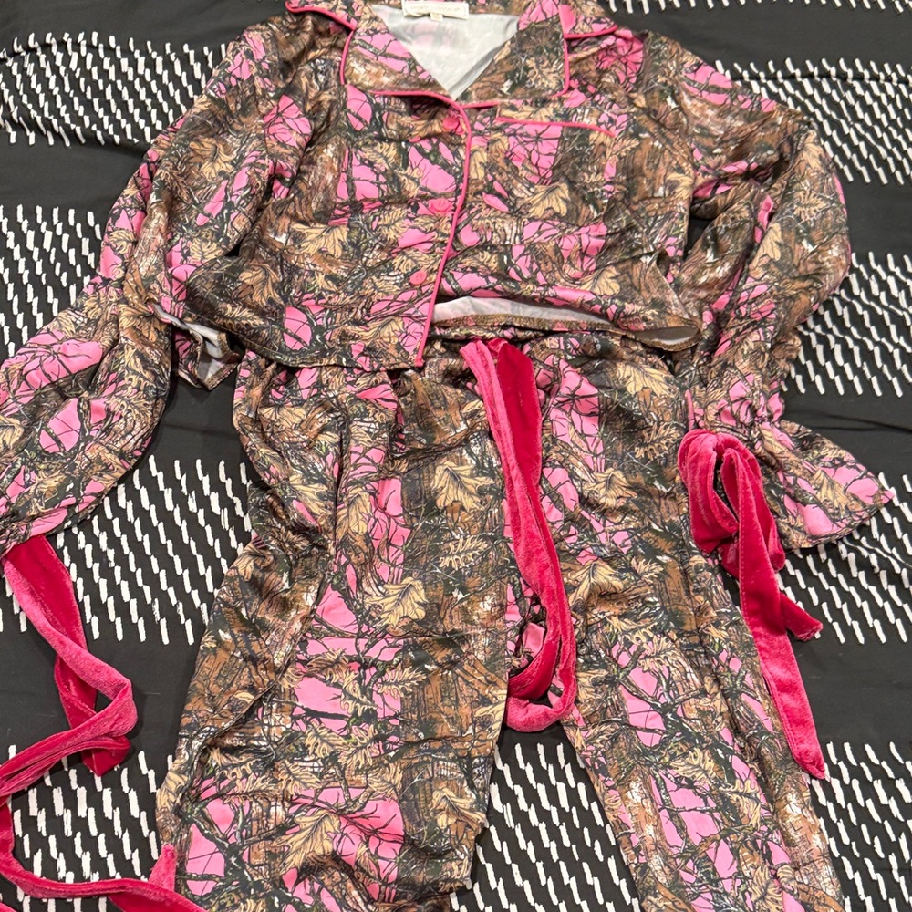 Pink and Brown Camouflage Pajama Set